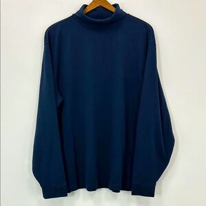 L.L. Bean Men's Navy Turtleneck Size Large Layer Hike Outdoor 100% Cotton Camp